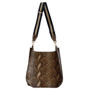 Ahdorned Camel Python Messenger Bag